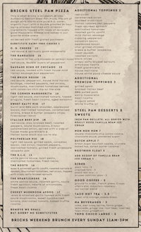 a menu for a restaurant with a black and white background