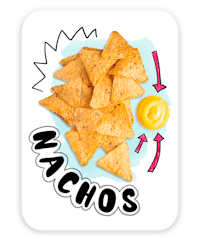 a sticker with the word nachos on it