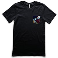 a black t - shirt with an image of a bird in a pocket