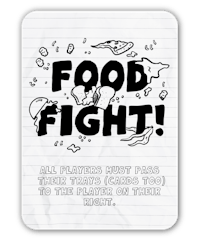 a notepad with the words food fight on it