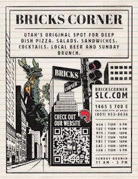 a flyer for brick's corner pizza