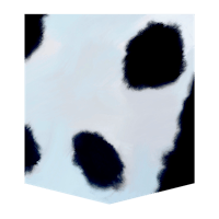 a black and white painting of a black and white spotted dice