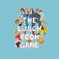 the lunch room game logo on a blue background